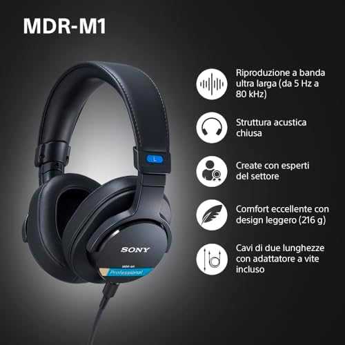 Sony MDR-M1 uždaros studijinės ausinės, Juodos