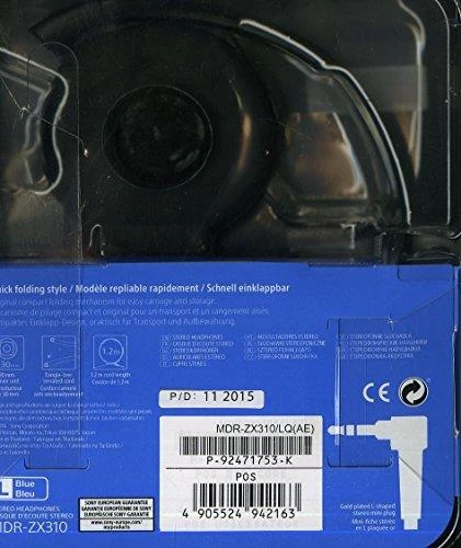 Sony MDR-ZX310 ausinių pakuotės galinė pusė