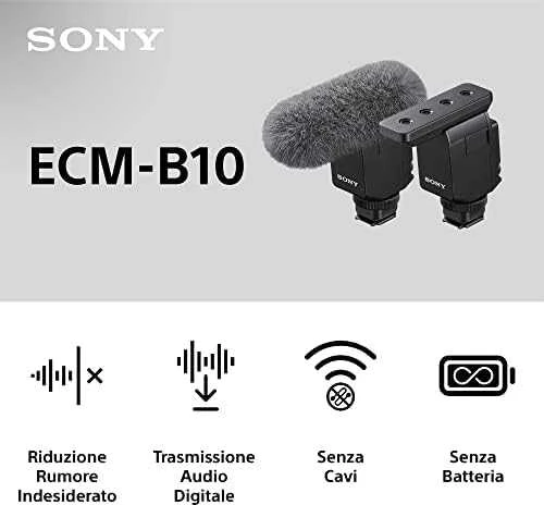 Sony | Kompaktiškas fotoaparato tvirtinimo skaitmeninis šautuvo mikrofonas | ECM-B10 | Trys paėmimo režimai: daugiakryptis, vienakryptis ir apskritas; Paprastas perjungimas; Skaitmeninis signalų apdorojimas; Labai efektyvus triukšmo mažinimo filtras; Skaitmeninis garso perdavimas