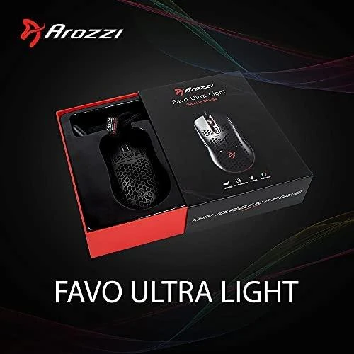 Itin lengva Žaidimų Pelė Arozzi Favo, su RGB pašvietimu, Pixart 3389 sensorius, Omron 20M switches, Juoda