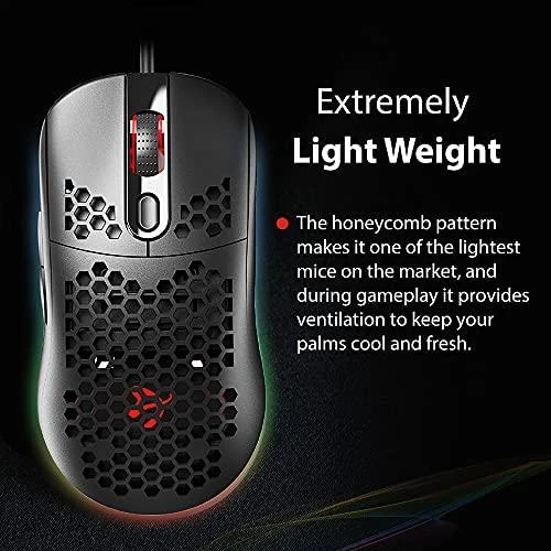 Itin lengva Žaidimų Pelė Arozzi Favo, su RGB pašvietimu, Pixart 3389 sensorius, Omron 20M switches, Juoda