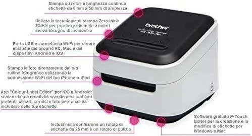 BROTHER VC-500W LABEL THERMO Spausdintuvas DESKTOP, USB, WIFI
