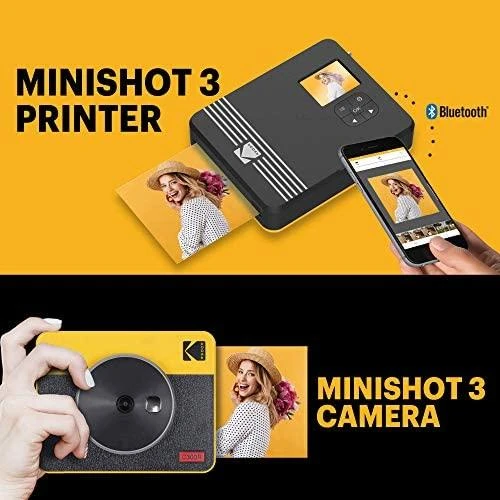 Momentinis Fotoaparatas - Kodak Mini Shot 3 Retro 4Pass Instant Photo Spausdintuvas, Geltona