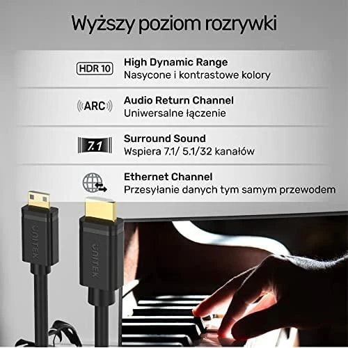 UNITEK Y-C182 HDMI – microHDMI CABLE v.2.0 4K 60HZ 2M