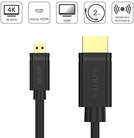 UNITEK Y-C182 HDMI – microHDMI CABLE v.2.0 4K 60HZ 2M