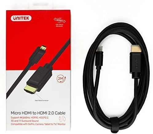 UNITEK Y-C182 HDMI – microHDMI CABLE v.2.0 4K 60HZ 2M