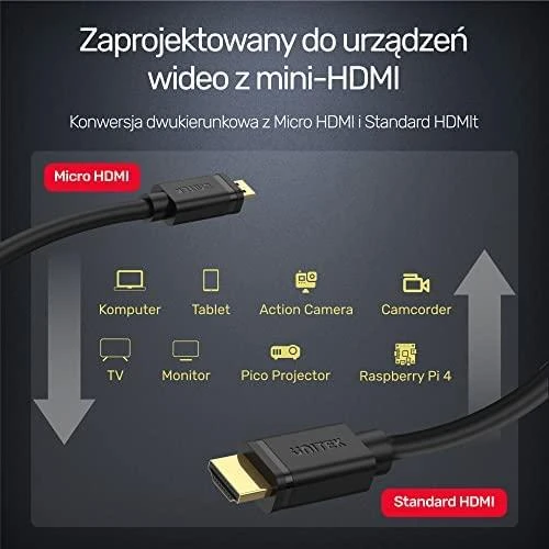 UNITEK Y-C182 HDMI – microHDMI CABLE v.2.0 4K 60HZ 2M