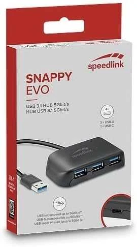 Speedlink USB šakotuvas Snappy Evo 4 prievadų (SL-140109-BK)
