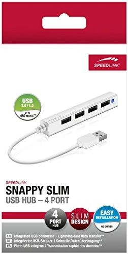 SNAPPY SLIM USB Hub, 4-port, USB 2.0, passive, baltas (SL-140000-WE)