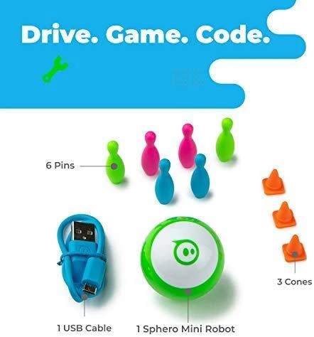 „Sphero Mini“ robotas kamuolys – robotas Žalias/ baltas, plastikinis, ne