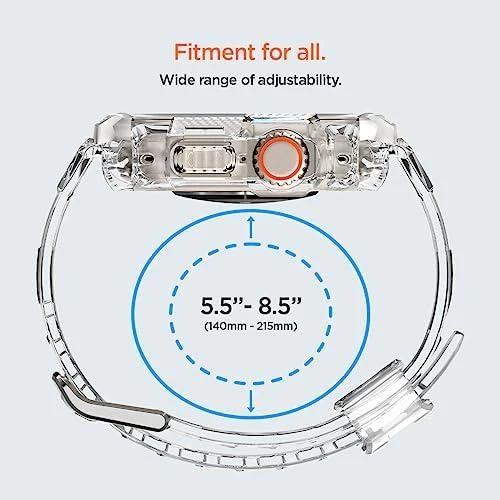 „Spigen Rugged Armor Pro“ dėklas – apyrankė su dėklu, skirta „Apple Watch Ultra“ 49 mm (skaidrus)