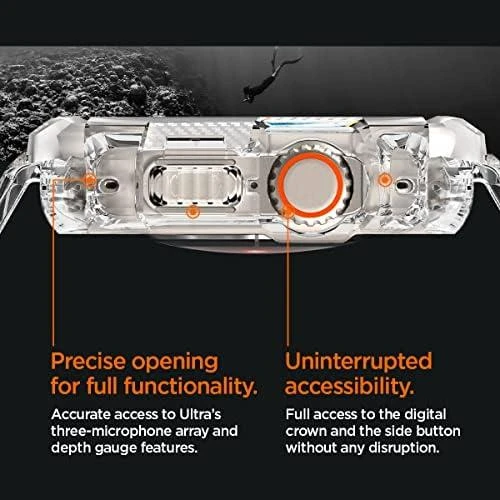 „Spigen Rugged Armor Pro“ dėklas – apyrankė su dėklu, skirta „Apple Watch Ultra“ 49 mm (skaidrus)