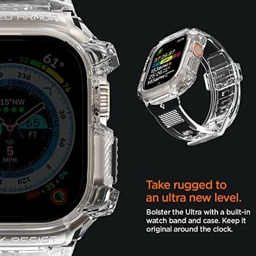 „Spigen Rugged Armor Pro“ dėklas – apyrankė su dėklu, skirta „Apple Watch Ultra“ 49 mm (skaidrus)