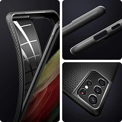 Dėklas Spigen Liquid Air, juodos spalvos – Samsung Galaxy S21 Ultra