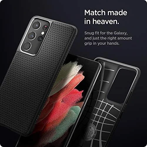 Dėklas Spigen Liquid Air, juodos spalvos – Samsung Galaxy S21 Ultra
