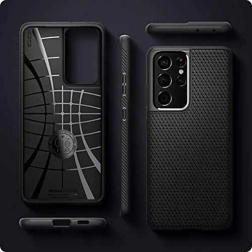 Dėklas Spigen Liquid Air, juodos spalvos – Samsung Galaxy S21 Ultra