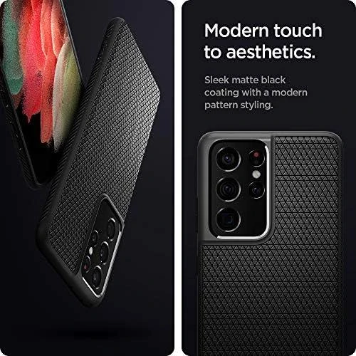 Dėklas Spigen Liquid Air, juodos spalvos – Samsung Galaxy S21 Ultra
