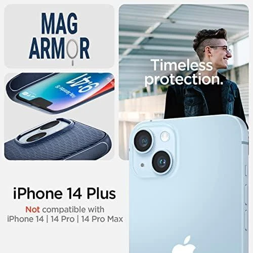Spigen Mag Armor Apple iPhone 14 Plus dėklas telefonui mėlynos spalvos