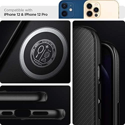Spigen Mag Armor dėklas, skirtas iPhone 12 / 12 Pro matinės juodos spalvos