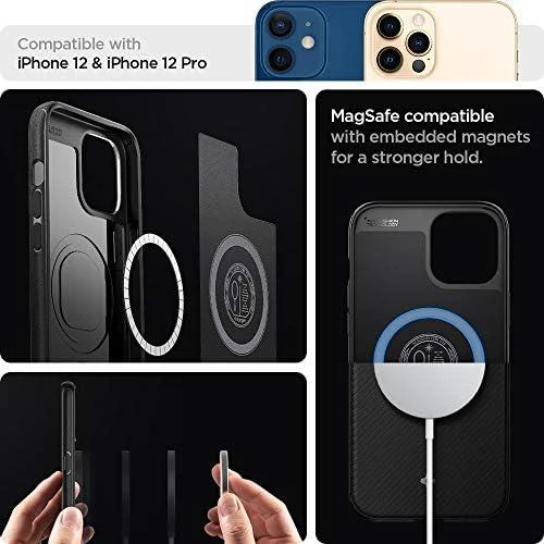 Spigen Mag Armor dėklas, skirtas iPhone 12 / 12 Pro matinės juodos spalvos