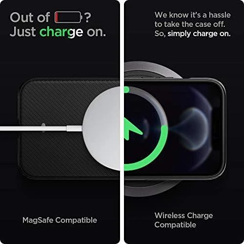 Spigen Mag Armor dėklas, skirtas iPhone 12 / 12 Pro matinės juodos spalvos