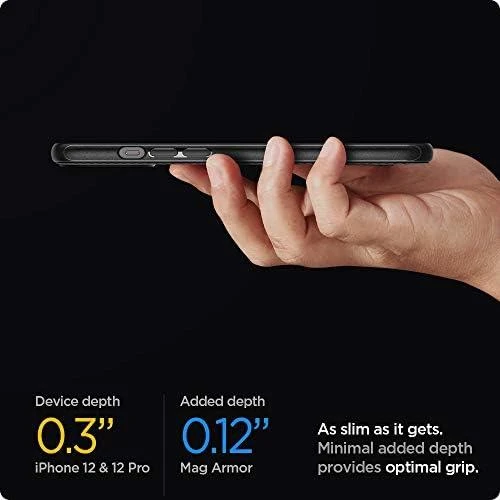Spigen Mag Armor dėklas, skirtas iPhone 12 / 12 Pro matinės juodos spalvos