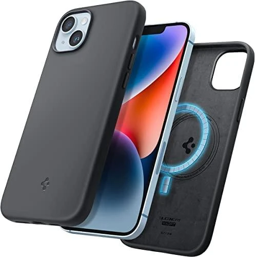 Spigen dėklas Silicone Fit Mag Magsafe iPhone 14 Plus 6,7 juodas