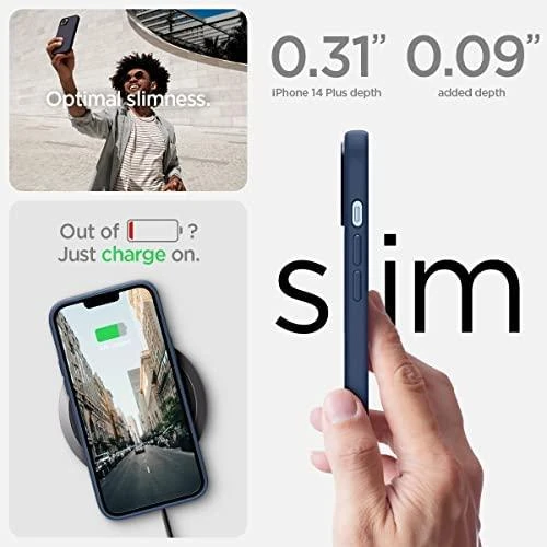 Spigen Silicone Fit Mag MagSafe Apple iPhone 14 Plus dėklas telefonui mėlynos spalvos