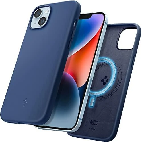 Spigen Silicone Fit Mag MagSafe Apple iPhone 14 Plus dėklas telefonui mėlynos spalvos
