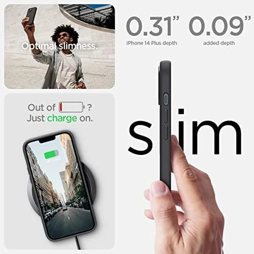 Spigen dėklas Silicone Fit Mag Magsafe iPhone 14 Plus 6,7 juodas