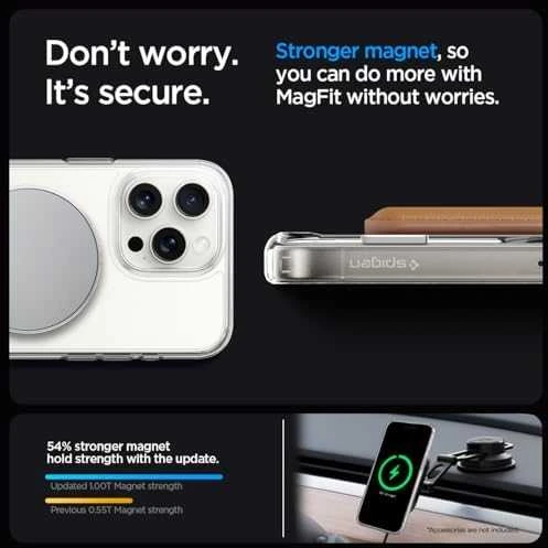 Spigen Ultra Hybrid S (MagFit) dėklas skirtas Apple iPhone 15 Pro, spalva - Crystal Clear