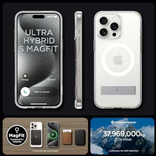 Spigen Ultra Hybrid S (MagFit) dėklas skirtas Apple iPhone 15 Pro, spalva - Crystal Clear