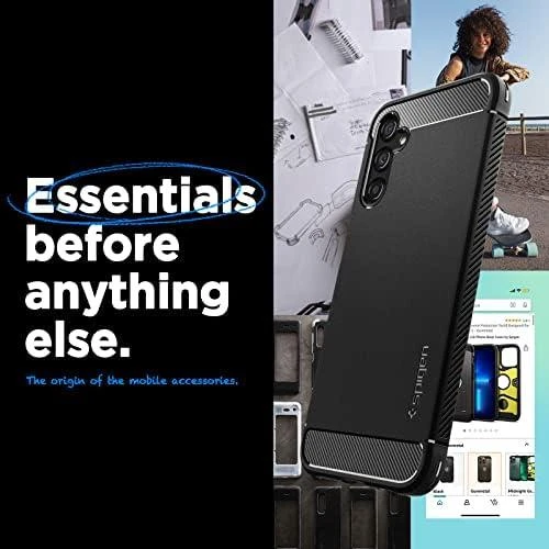 Spigen dėklas Rugged Armor, skirtas Samsung Galaxy A14 4G / LTE matinės juodos spalvos