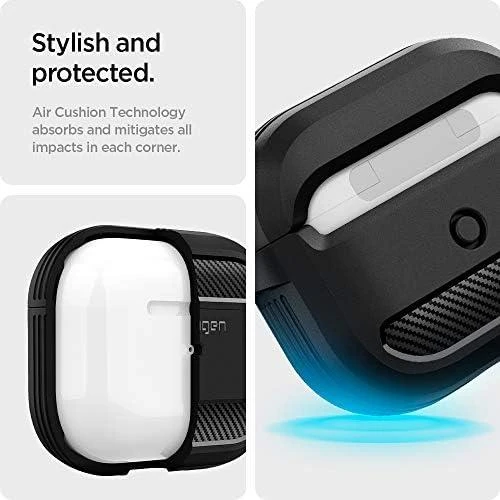 Dėklas Spigen Rugged Armor, juodos spalvos – AirPods 3