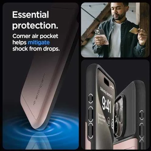 Dėklas Spigen Slim Armor CS, rose auksinis – Apple iPhone 15 Pro Max