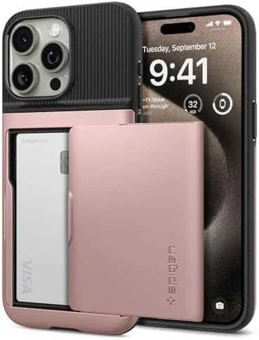 Dėklas Spigen Slim Armor CS, rose auksinis – Apple iPhone 15 Pro Max