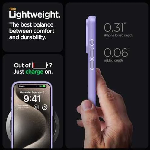 Spigen Thin Fit dėklas skirtas Apple iPhone 15 Pro,  spalva - Iris Purple