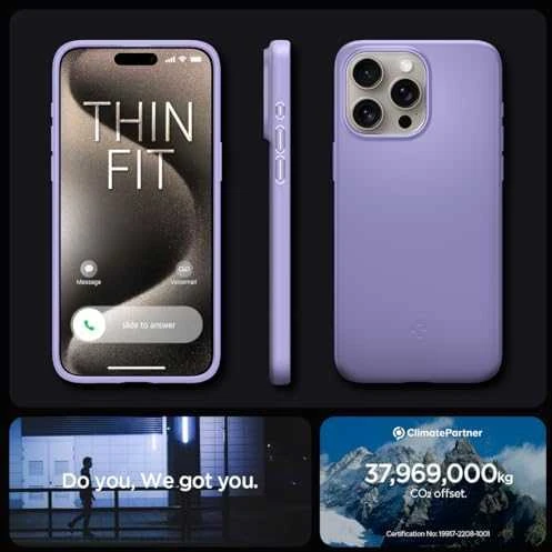 Spigen Thin Fit dėklas skirtas Apple iPhone 15 Pro,  spalva - Iris Purple