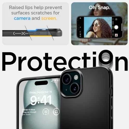 Spigen Thin Fit dėklas skirtas Apple iPhone 15,  spalva - Juoda
