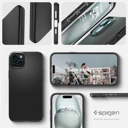 Spigen Thin Fit dėklas skirtas Apple iPhone 15,  spalva - Juoda