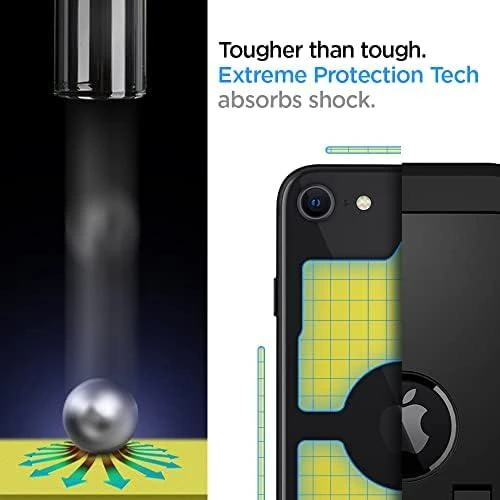 Dėklas Spigen Tough Armor, juodos spalvos – iPhone SE