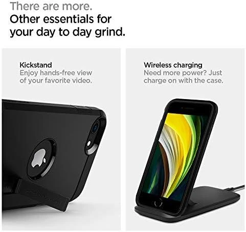 Dėklas Spigen Tough Armor, juodos spalvos – iPhone SE