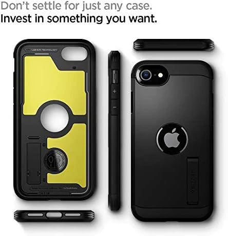 Dėklas Spigen Tough Armor, juodos spalvos – iPhone SE