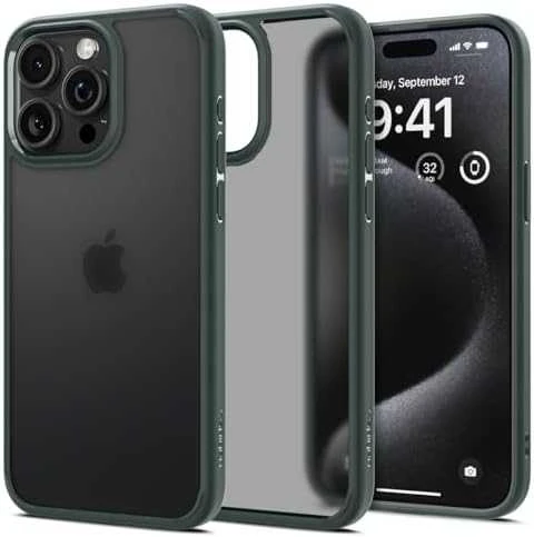 Spigen Ultra Hybrid Matte dėklas skirtas Apple iPhone 15 Pro Max, spalva - Frost Green