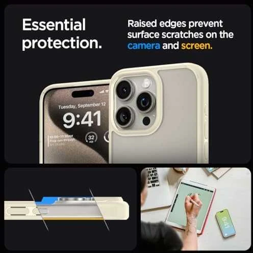 Dėklas Spigen Ultra Hybrid for iPhone 15 Pro Mute rusvai gelsvas