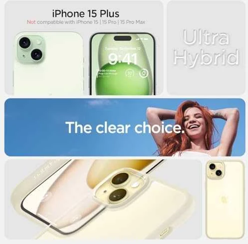 Spigen Ultra Hybrid dėklas skirtas Apple iPhone 15 Plus, spalva - Mute Beige