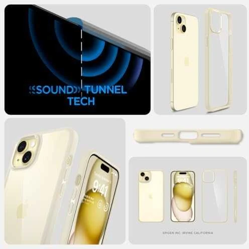 Spigen Ultra Hybrid dėklas skirtas Apple iPhone 15 Plus, spalva - Mute Beige