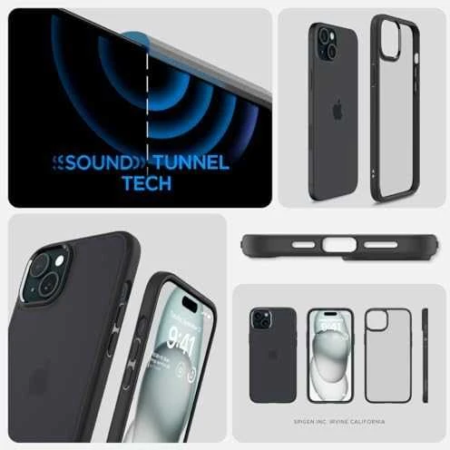 Spigen Ultra Hybrid Matte dėklas skirtas Apple iPhone 15 Plus, spalva - Frost Black