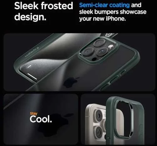 Spigen Ultra Hybrid Matte dėklas skirtas Apple iPhone 15 Pro Max, spalva - Frost Green