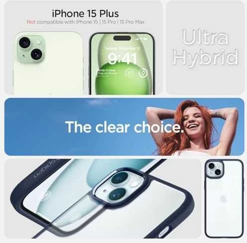 Spigen Ultra Hybrid dėklas skirtas Apple iPhone 15 Plus, spalva - Navy Blue
